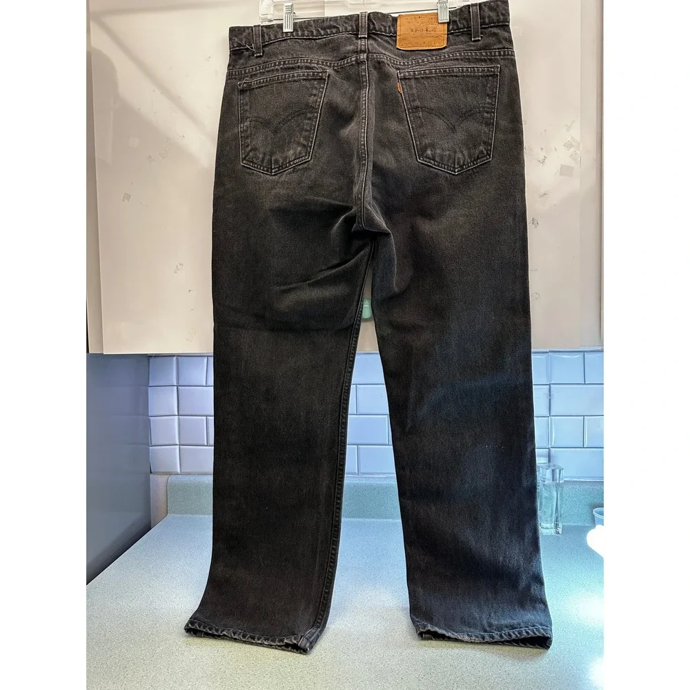 Vintage Levis 505 Orange Tab Jeans Mens 38x30 Faded Black Straight Leg Denim